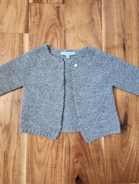 Grace Baby & Child, Gray Knit Baby Cardigan. 12m